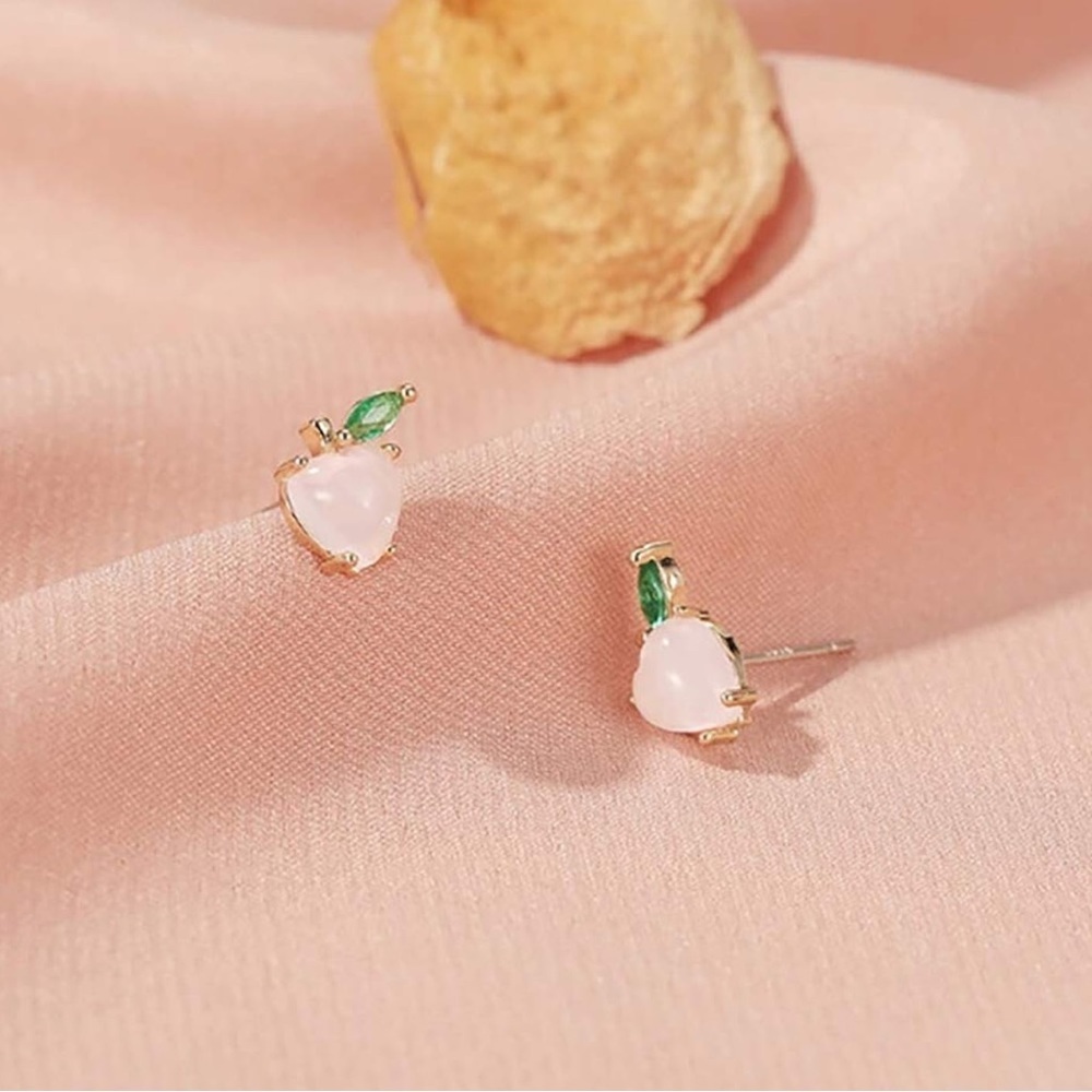 Fruit Stud Pink Apple Earrings 18K Gold Pink Apple Summer Jewelry Earrings ✨